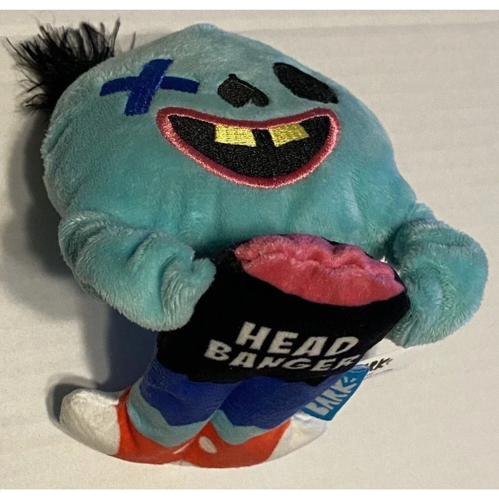Bark Box Dog Toy Hank Headbanger Zombie Squeaker Plush Interactive Toy Monster